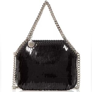Stella McCartney Mini Falabella Sequin Shoulder Bag Black w/silver hardware NWT